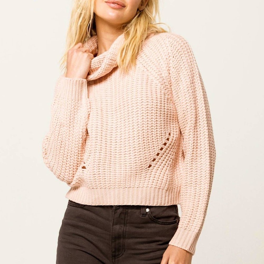 Tillys Pink Cropped Turtleneck Sweater